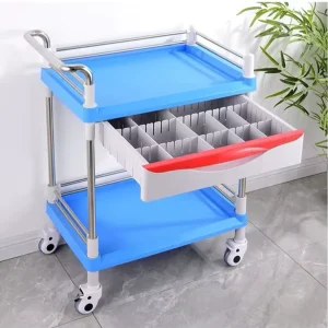 Factory Price Medical Multifunctional Two Layers High Grade ABS Medicine Cart Trolley Luxury Silent Castors Tattoo Rolling