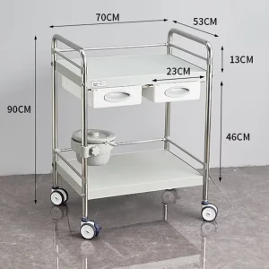 Factory Price Shipped Disassembled Easy to Clean Medical Plastic Steel Trolley with Silent Brake Wheels