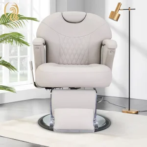 Factory Price Vintage Salon White Barber Chair Hydraulic Pump Electric Leather Upholstery Rotating Seat Open Back Modern Design