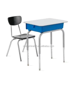Factory Primary Middle School Furniture Adjustable Student Desk and Chair Set with Book Drawer
