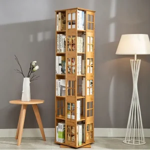 Factory Rotating Bookcase Children Bookshelf Floor Standing Revolving Book Storage Shelf for Apartment Study Room