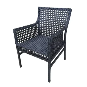Factory Sale Armrest Garden Aluminum Metal Frame Rattan Wicker Garden Cafe Dining Chair