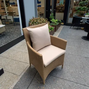 Factory Sale Luxury Modern Armrest Garden Aluminum Metal Frame Rattan Cafe Chairs