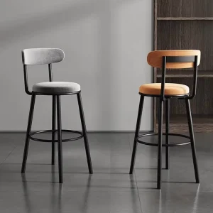 Factory Sales Bar Chair Height Stool Bar Table Fabric Light Luxury Backrest Fashionable High end Household High Stool