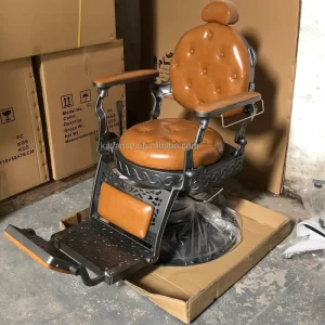 Factory Salon Furniture Hair Chair Classic Vintage Barber Luxurious Barber Chair Antique Gold Men’s Hairdressing Chair