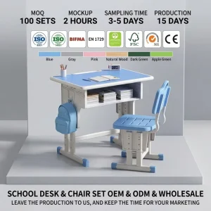 Factory School Table and Chair Height Adjustable Student Chair Classroom Furniture for School