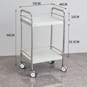 Factory Small Size Double Layer Without Drawers 201 Stainless Steel Tubes ABS Plastic Panels Trolleys Carts