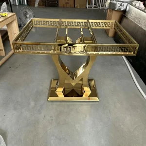 Factory Stainless Steel Modern Gold plated Wedding Banquet Dining Tables for Hotel Furniture
