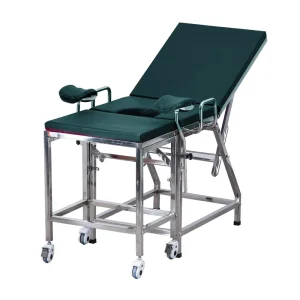 Factory Stainless Steel Square Tube Gynecological Examination Table with Movable High Stool for Hospital Furniture