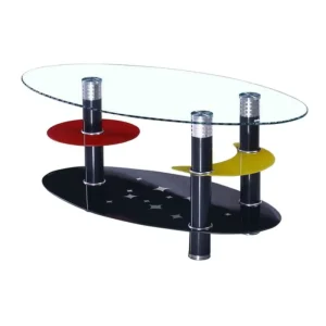 Factory Straight Hair Tempered Glass Small Apartment Tea Simple Coffee Table Modern Office Living Room Double Oval