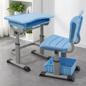 Factory Supply Height Adjustable Eco Friendly Portable School Furniture Sturdy Desk and Chair Set