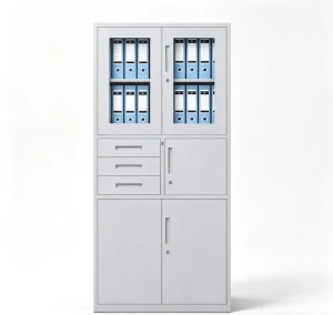 Factory Supply KD Steel File Cabinet With Glass Display Door Drawers