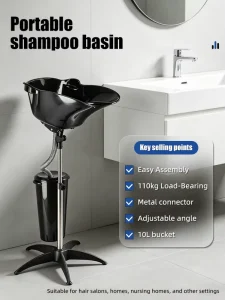 Factory Supply Salon Hairdressing Black Portable Shampoo Basin for Washing Hair