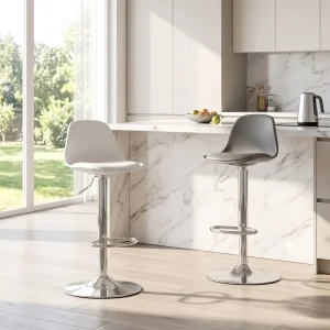 Factory Swivel Bar Chair Adjustable Height Bar Stool With Round Footrest Chrome Base for Hotel Cafe Bar