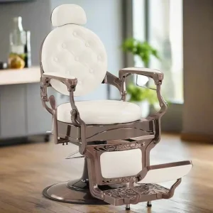 Factory White Comfortable Styling Salon Furniture Contemporary Barber Chair PU Leather Heavy Duty Barber Shop