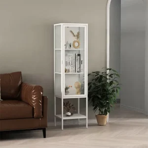 Factory Wholesales Metal Cabinet Single Door Glass Door Bookcase Cabinets for Living Room