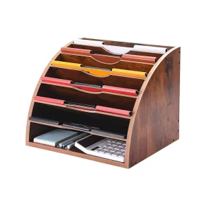 Factory Wood Desk Organizer Book Storage Holder Box Wooden Filing Rack Holder Divider for A4 Paper Magazine