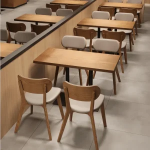 Factory Wooden Commercial Living Room Furniture Hotel Catering Booth Restaurant Cafe Chairs Coffee Dining Table Set