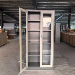 Factory Zoxin Durable Lockable Office File Cabinet with Adjustable Shelves Glass Door Metal Storage Cabinet