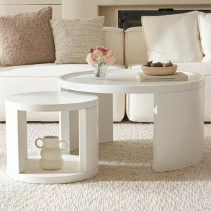 Factory direct Elegant Minimalist Modern style White Solid Wood Coffee Table
