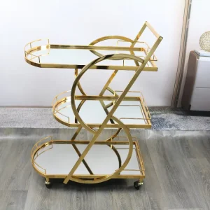 Factory direct European-style Five-star Hotel Dining Cart and Wine Trolley with Acrylic and Iron Acrylic Glass Shelving Unit
