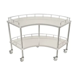 Fan Shape Stainless Steel Hospital Instrument Trolley Modern Curved Medical Treatment Cart 4 Castors Durable Easy Clean