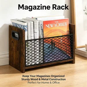 Farmhouse Style Shadow Carved Multifunction Wooden Magazine Rack Handmade Craft Home Desktop Storage Decor