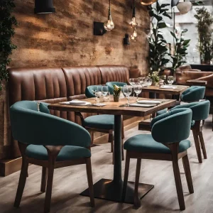 Fashion Design OEM ODM Commercial Catering Leisure Booth Bar Cafe Hotel Restaurant Furniture Dining Table Chairs Set