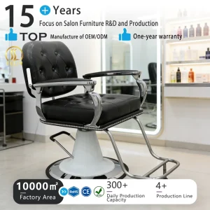 Fashion Ergonomic Salon Barber Chair 360 Degree Rotation Height Adjustable PVC Leather Material Customizable Colors Factory