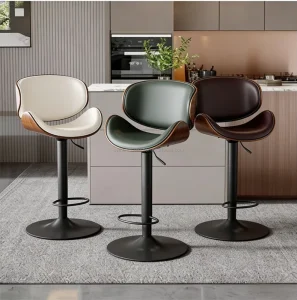 Fashion Forward Curved Back PU Bar Stools for Home Bar Comfort Counter Stools for Kitchen Dining Area