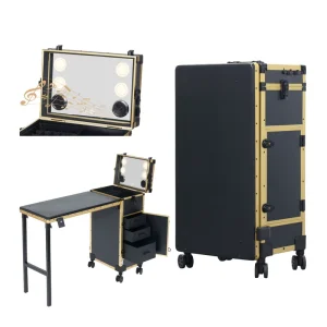 Fashion Manicure Table With Individual Compartments Portable Makeup Rolling case Folding Dressing Desk Nail Salon Tool