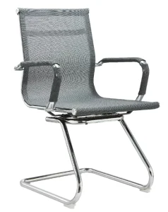Fashion New Ergonomic Executive Office Chair Chrome Base Adjustable Mesh Fabric Sled Stationary Meeting Reception Visitor Guest