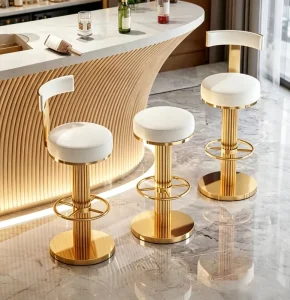 Fashion PU Leather Modern Metal Frame Luxury Home Bar Stools with Height Adjustable Stand