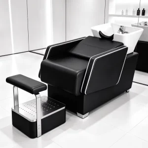 Fashion Salon Barber Shop Ceramic Deep Basin Shampoo Chair Simplicity Design Half lying Adjustable Footrest Waterproof