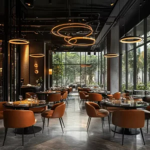 Fashionable Beauty Customized Hotel Restaurant Furniture Round Marble Leather Chair and Table Set