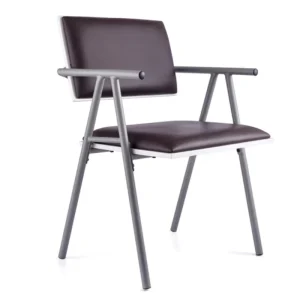Fashionable Stackable Arm Visitor Chair Matte Metal Frame PU Leather Padded Seat Back Office Conference Waiting Chair