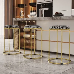Fashionable Stackable Golden Metal Living Room Bar Stool Comfortable to Sit On