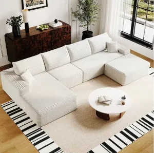 Fast Delivery Eco Friendly Modern Modular Sectional Couch with 3 Year Warranty U shaped Vacuum Packed Apartment Sofa in Box
