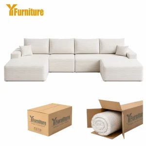 Fast Delivery Eco Friendly Modular Vacuum Packed Apartment Couch Luxury U shaped Compressed Sofa in Box