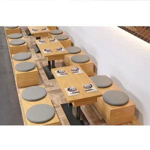Fast Food Restaurant Furniture Modern Booth Seating Solid Wood Mesas Para Restaurant Table and Chair Sets