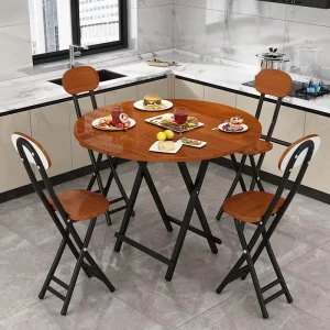 Fast Food Restaurant Furniture Set Folding Round Cafe Table Chair Restaurant Bistro Outdoor Portable Stall Small Table