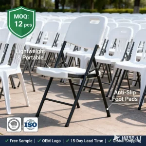 Fast Setup Lightweight Plastic Folding Chairs with Integrated Hand Hold