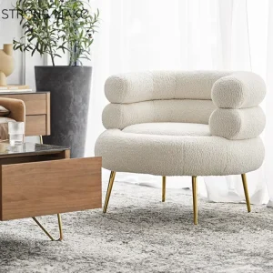 Fauteuil Salon Moderne Modern White Boucle Canape Salon Lounge Accent Single Sofa Chaise Leisure Chair For Living Room