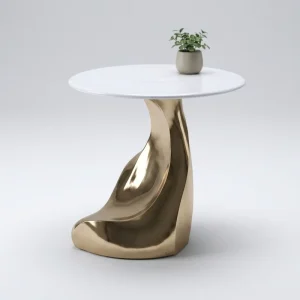 Fiberglass Electroplated Side Table Modern Luxury Coffee Table Gold Mirror Designer End Table for Hotel Villa Living Room Lobby