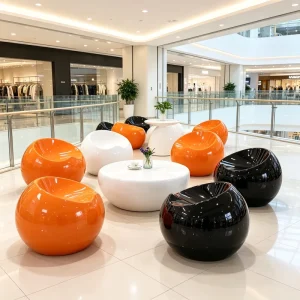 Fiberglass Modern Leisure Chair Stylish Simple Design Apple Shaped Low Stools Park Use Outdoor Furniture