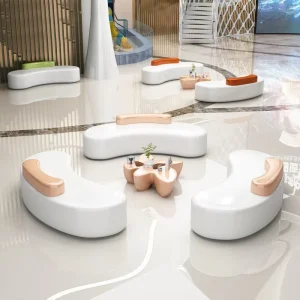 Fiberglass Modern Shopping Mall Waiting Back Chair Benches Office Building Reception Sofa Rest Table Chair Set