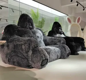 Fiberglass Sofa Upholstered Sofa Gorilla Sofa Customized Hotel Waiting Sofa Fur covered Sofa Theme Hotel Sofa
