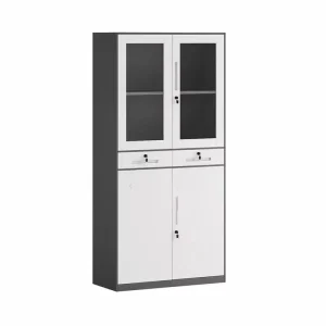 File Cabinets Office Archive Cabinets Metal File Cabinet with 2 Glass Doors Locker Steel Storage Cabinet