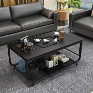 Fire Burned Metal Tea Table Simple Modern Design Living Room Home Office Hotel Use Brewing Reception Table