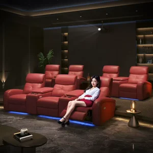 First-class Electric Leather Recliner Sofa with Massage Function Modern Design Customizable Color for Home Theater